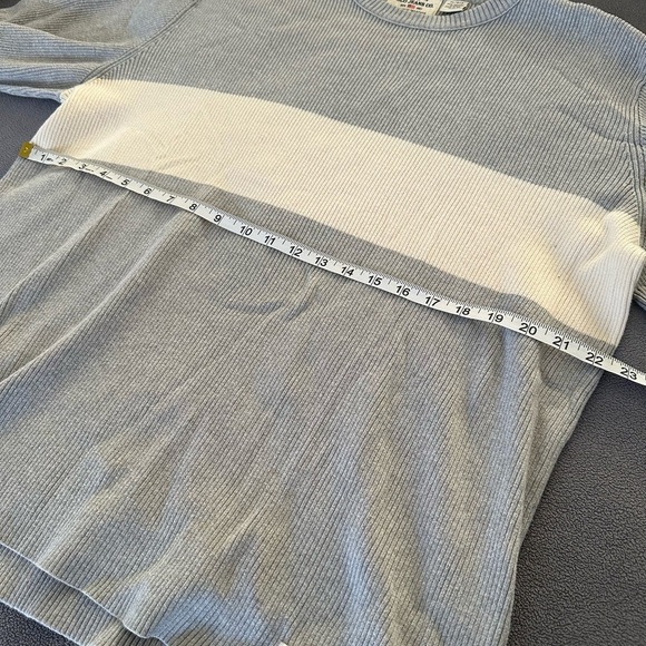 Vintage Men's Ralph Lauren Polo Jeans Co. Grey & Cream Striped Sweater Grey XL. - Picture 3 of 11